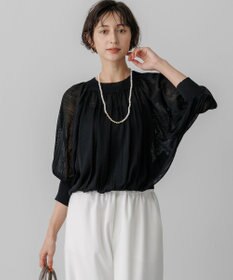 23区 シアーギャザープルオーバー ニット ブラック系
