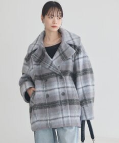 earth music&ecology チェックシャギーコート