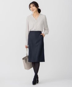 23区 S バックサテンアムンゼン ストライプ プリント ブラウス