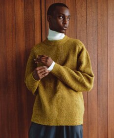 UNFILO MENS ヘアリー クルーネックニット