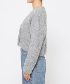 uncrave ヘアリー ラメ ニット ショート カーディガン（uncrave WHITE）