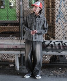 WEGO ミニマムチェックショートシャツ（LS）