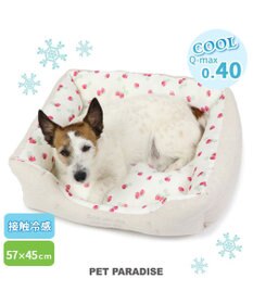 PET PARADISE ペットパラダイス 苺柄 接触冷感 クールカドラーベッド（57×45cm）