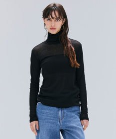 BEIGE， 【洗える】SORE / シアーコットンハイネックカットソー Black