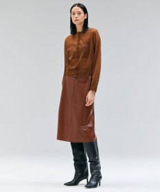 BEIGE， 【Precious 9月号掲載】CLYDE / ステッチベルトラムレザースカート