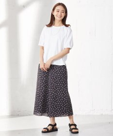J.PRESS LADIES 【洗える】楊柳フラワープリント キュロット パンツ