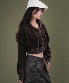 WEGO ベロア2ラインジップパーカー