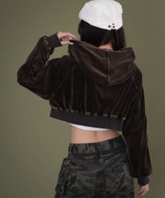 WEGO ベロア2ラインジップパーカー