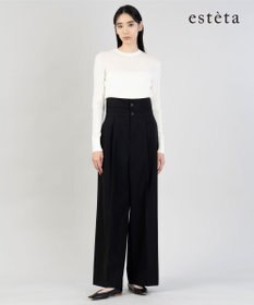 23区 【エステータ】コットンダブルクロス マーベルト ワイドパンツ