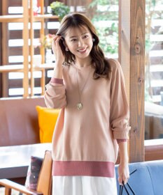 Tiaclasse L 【新色追加・洗える】配色スリットニット