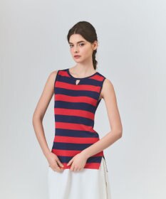 GRACE CONTINENTAL ラインニットノースリーブ