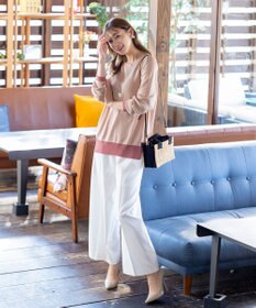 Tiaclasse L 【新色追加・洗える】配色スリットニット