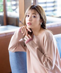 Tiaclasse L 【新色追加・洗える】配色スリットニット