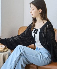 WEGO 【紫外線対策/手洗い可】メッシュリボンボレロ