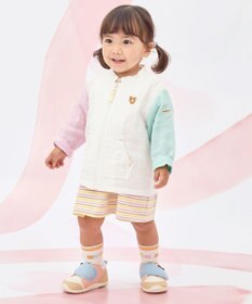 MIKI HOUSE HOT BISCUITS 【80-120cm】二重織ガーゼ素材 パーカ