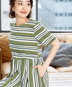 Tiaclasse 【洗える】 1枚でサマになるマルチボーダーワンピース