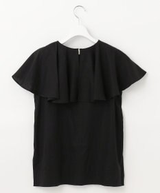 UNFILO 【洗える】リネンレーヨン　ラッフルカラーブラウス