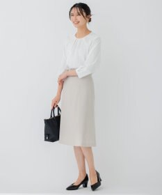 23区 S 【洗える】ブラウスライクジャージー タックディテール カットソー