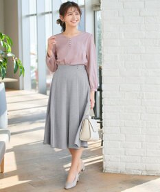 Tiaclasse 【スマート裏起毛・洗える】パールボタンブラウス