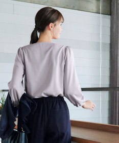 Tiaclasse 【スマート裏起毛・洗える】パールボタンブラウス