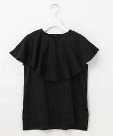 UNFILO 【洗える】リネンレーヨン　ラッフルカラーブラウス