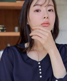 Tiaclasse 【スマート裏起毛・洗える】パールボタンブラウス