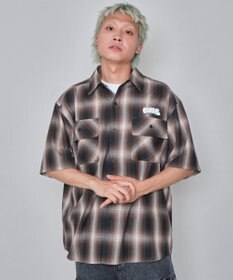 WEGO 【ユニセックス着用ITEM/MLサイズ展開】イラストオンブレチェックシャツ（SS）