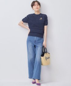 組曲 【WEB限定カラーあり】コットンポリエステル 編み柄カーディガン