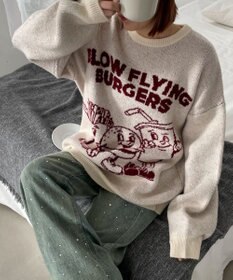 WEGO ファニーグラフィックフラッフィーニットプルオーバー