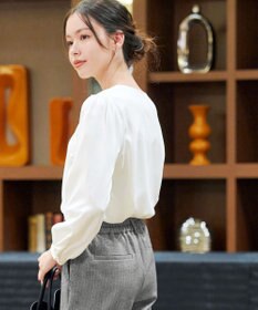 Tiaclasse 【スマート裏起毛・洗える】パールボタンブラウス