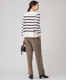 自由区 【洗える】ウールカシミヤブレンドボーダークルーネック ニット