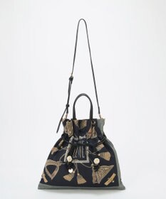 TOPKAPI 【TREASURE TOPKAPI】【アップデート】マイルドサテン スカーフ柄 巾着 ショルダートートバッグ
