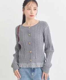 earth music&ecology 【予約】プリーツレイヤーケーブルニットカーディガン