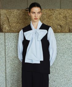 #Newans 【シワになりにくい/洗濯機可能/袖ゴム】ビッグリボンブラウス