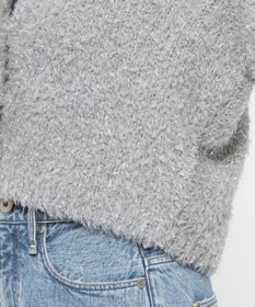 uncrave ヘアリー ラメ ニット ショート カーディガン（uncrave WHITE）