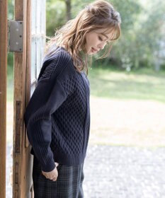 Tiaclasse 【洗える】ケーブル編みドルマンニットトップス