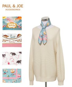 MOONBAT PAUL&JOE ACCESSOIRES(ポール & ジョー) シルクスカーフ 空 オーステルリッツ記念柱 ネコと毛糸 気球 65cm×65cm 手洗いOK