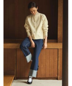 Green Parks ゴールド釦ボックス型カーディガン