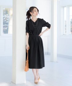 Tiaclasse L 【洗える】麻調リボン袖ブラウス