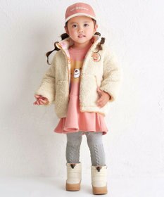 MIKI HOUSE HOT BISCUITS 【80-120cm】 カラフルビーンズ 裏ボアフリース リバーシブル総柄ジャンパー