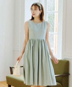 Tiaclasse 【洗える】麻調スクエアネックワンピース