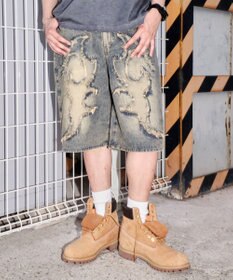 WEGO スーパーバギーフリンジデニムショーツ