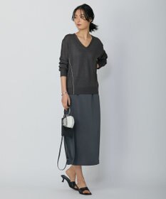 ICB 【WEB限定カラーあり・洗える】ペーパーブレンドシャインニット Vネックプルオーバー