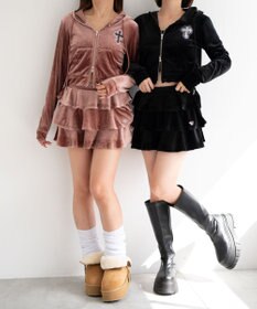 WEGO 【SETUP対応ITEM】ラインストーンベロアWZIPパーカー