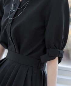 Tiaclasse L 【洗える】麻調リボン袖ブラウス