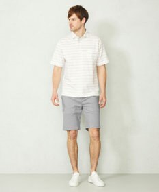 JOSEPH ABBOUD MOUNTAIN 【SPACE／UNISEX】クイックドライ リネンハニカムボーダーポロシャツ