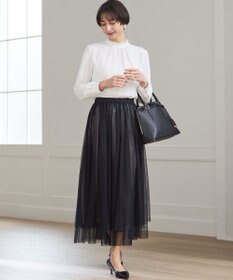 23区 L 【洗える】バックサテンアムンゼン フリルデザインシャツ