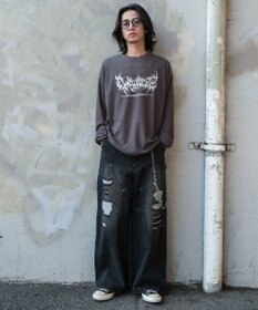 WEGO ワッフルグラフィックT（LS）