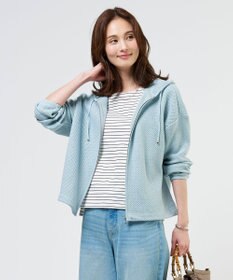 J.PRESS LADIES 【冷房対策に】ラッセルレース パーカー ダルブルー系