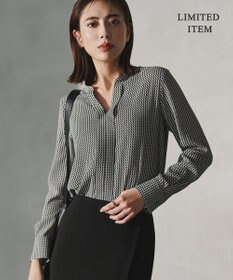 ICB L 【新色追加・WEB限定】BackSatinAmunzen キーネックブラウス